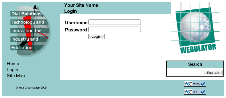 View of the login page