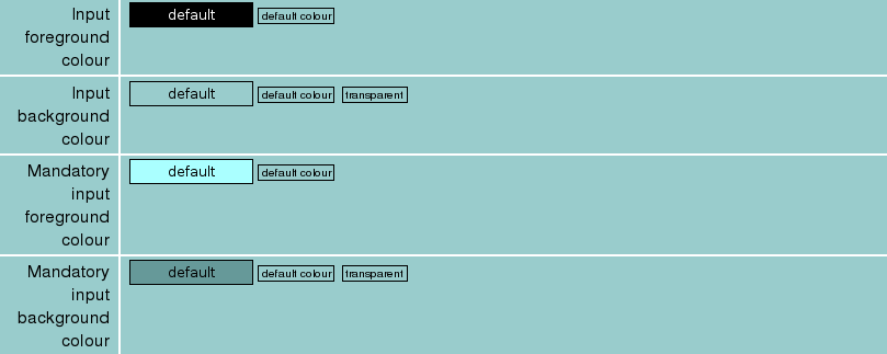 The Input colour fields on the Site Admin page