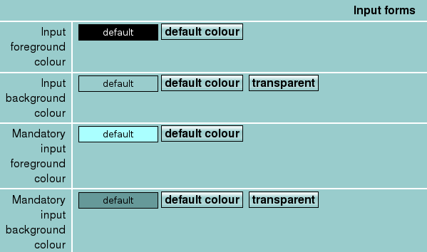 Input form colours