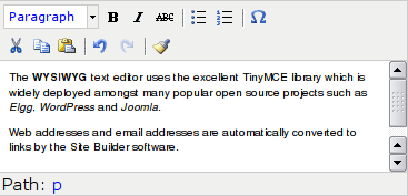 The TinyMCE WYSIWYG editor